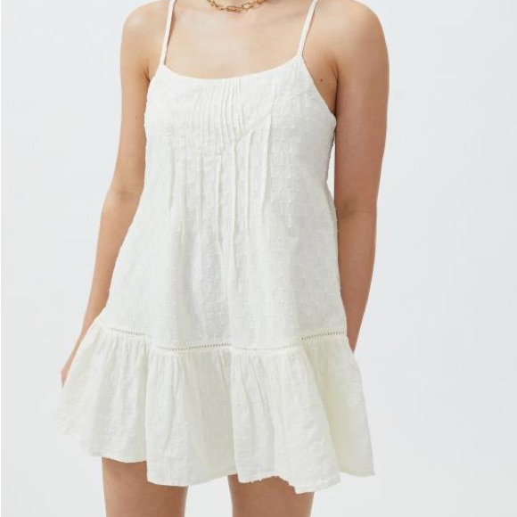 Urban Outfitters Dina Frock Beige Babydoll Dress size medium - Picture 1 of 7